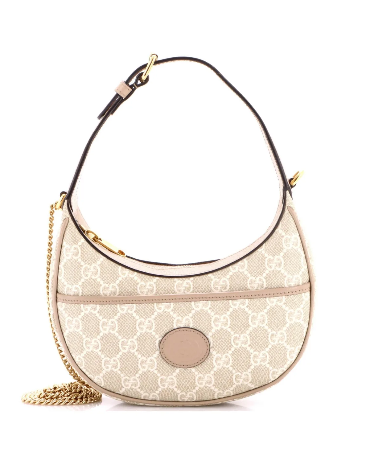 Pre-Owned Gucci Mini Interlocking G Patch Half Moon Hobo Gg Coated Canvas by Gucci