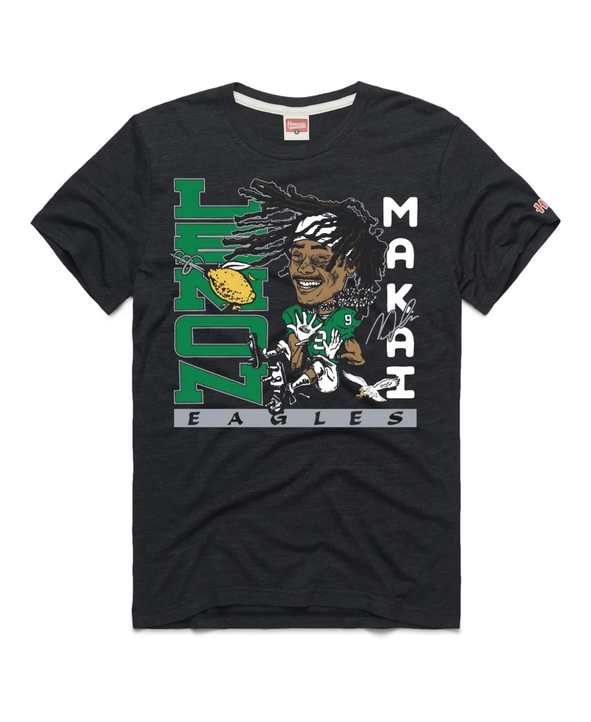 Philadelphia Eagles Makai Lemon Caricature Tri-Blend T-Shirt by Homage