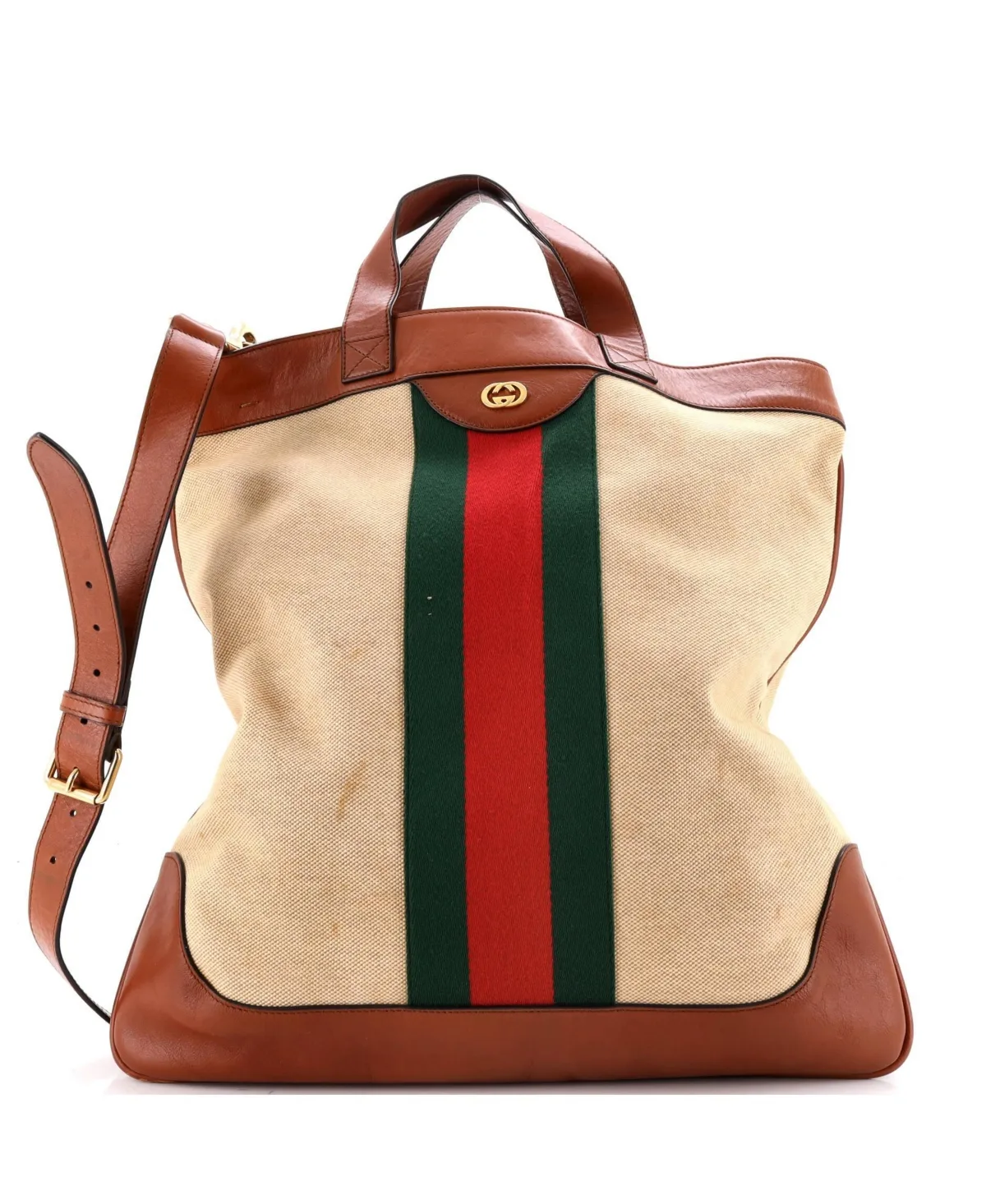 Pre-Owned Gucci Large Shopping Tote Vintage Web Canvas by Gucci