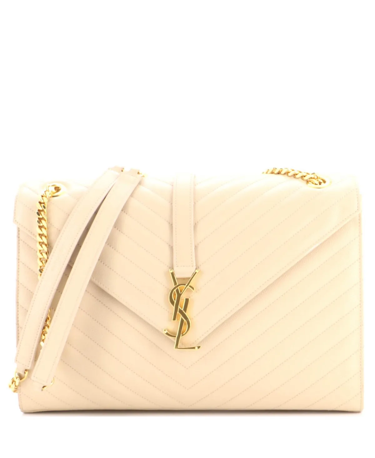 Pre-Owned Saint Laurent Large Classic Monogram Envelope Satchel Matelasse Chevron Leather by Saint Laurent