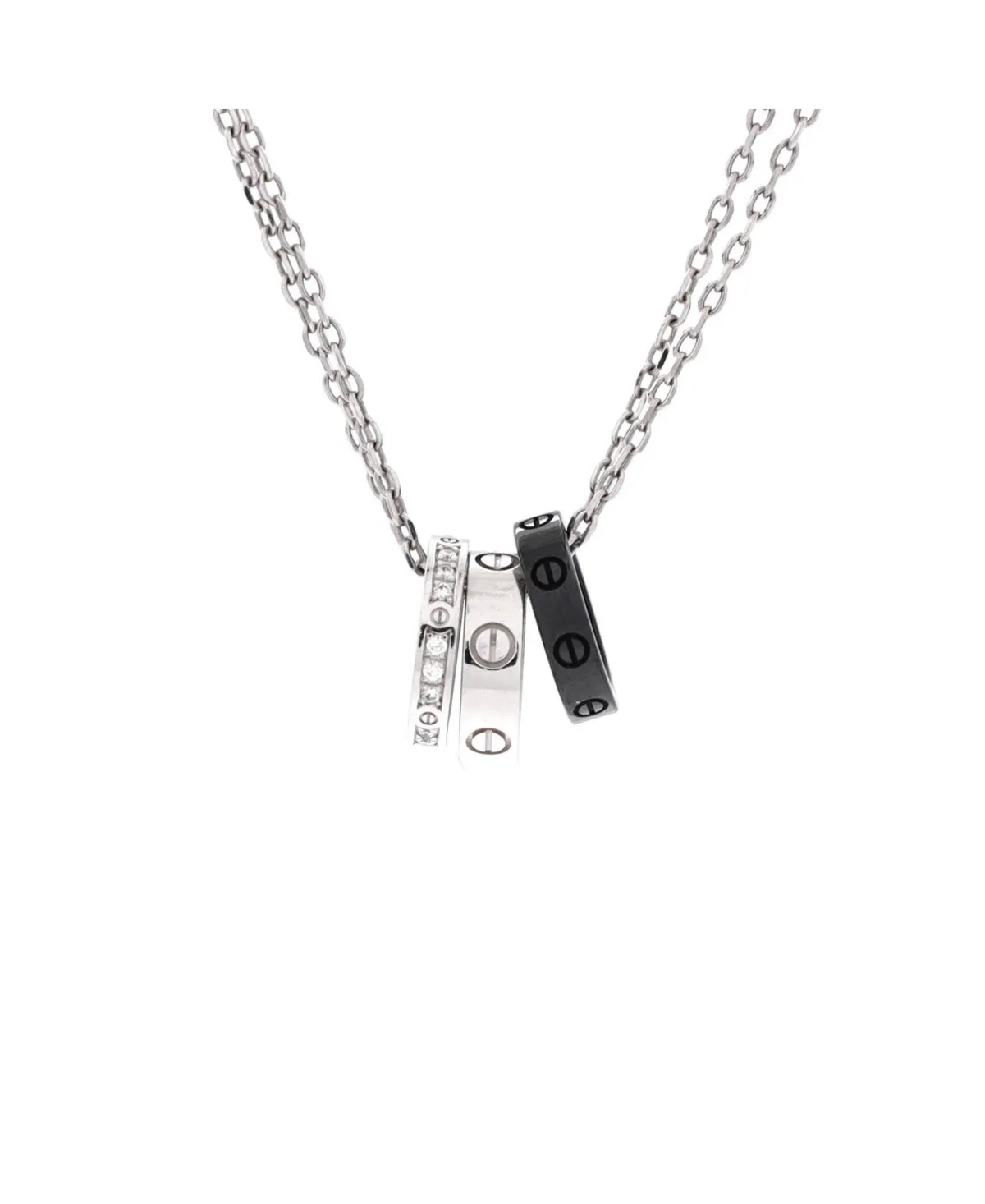 Pre-Owned Cartier Love 3 Ring Pendant Necklace by Cartier's