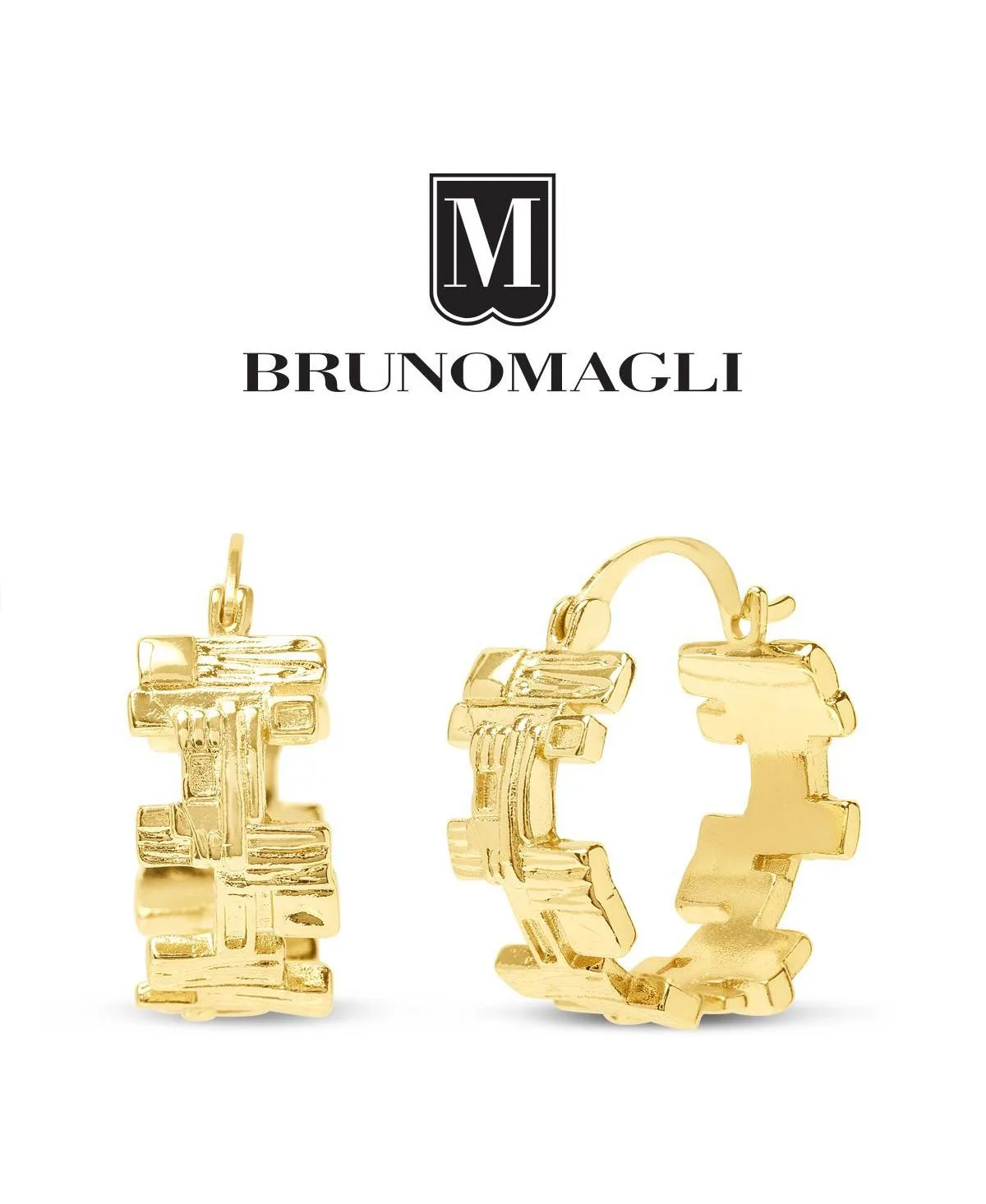 Small Dangle Hoop Earrings in Gold-Tone Brass by Bruno Magli