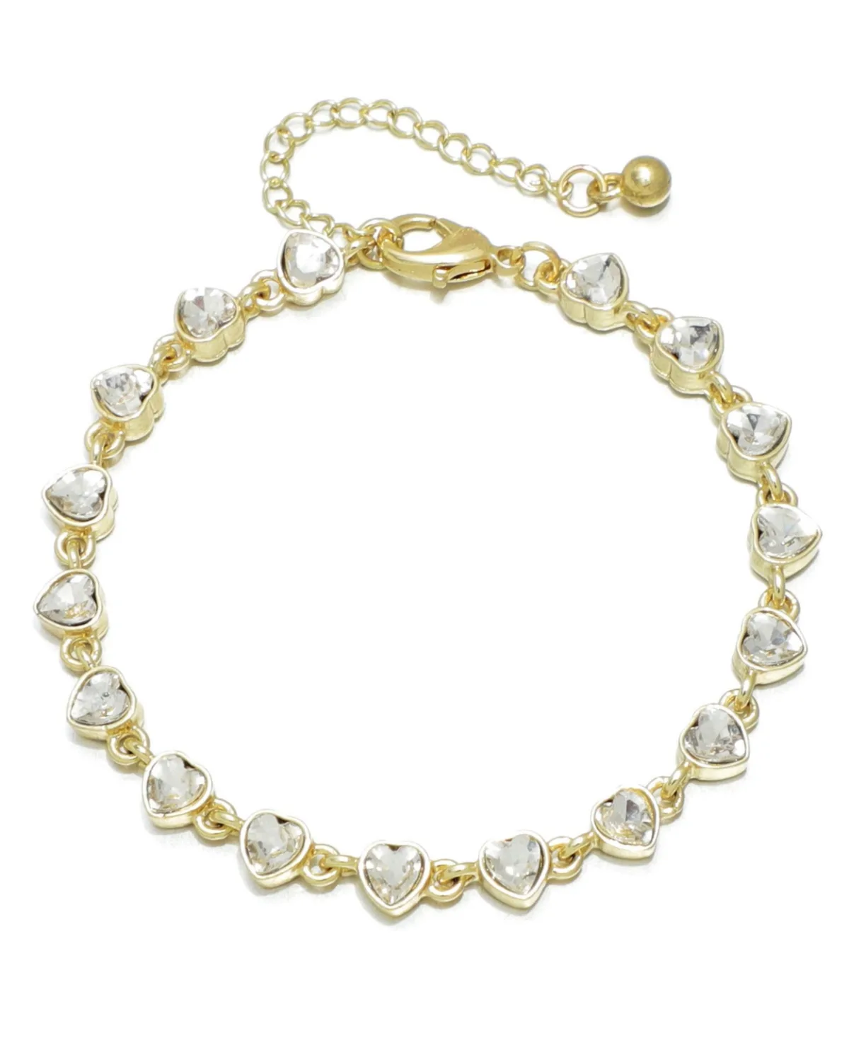 Gold-Tone Crystal Heart Adjustable Bracelet by Adornia