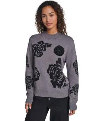 Mock Neck Long Sleeve Floral Sweater