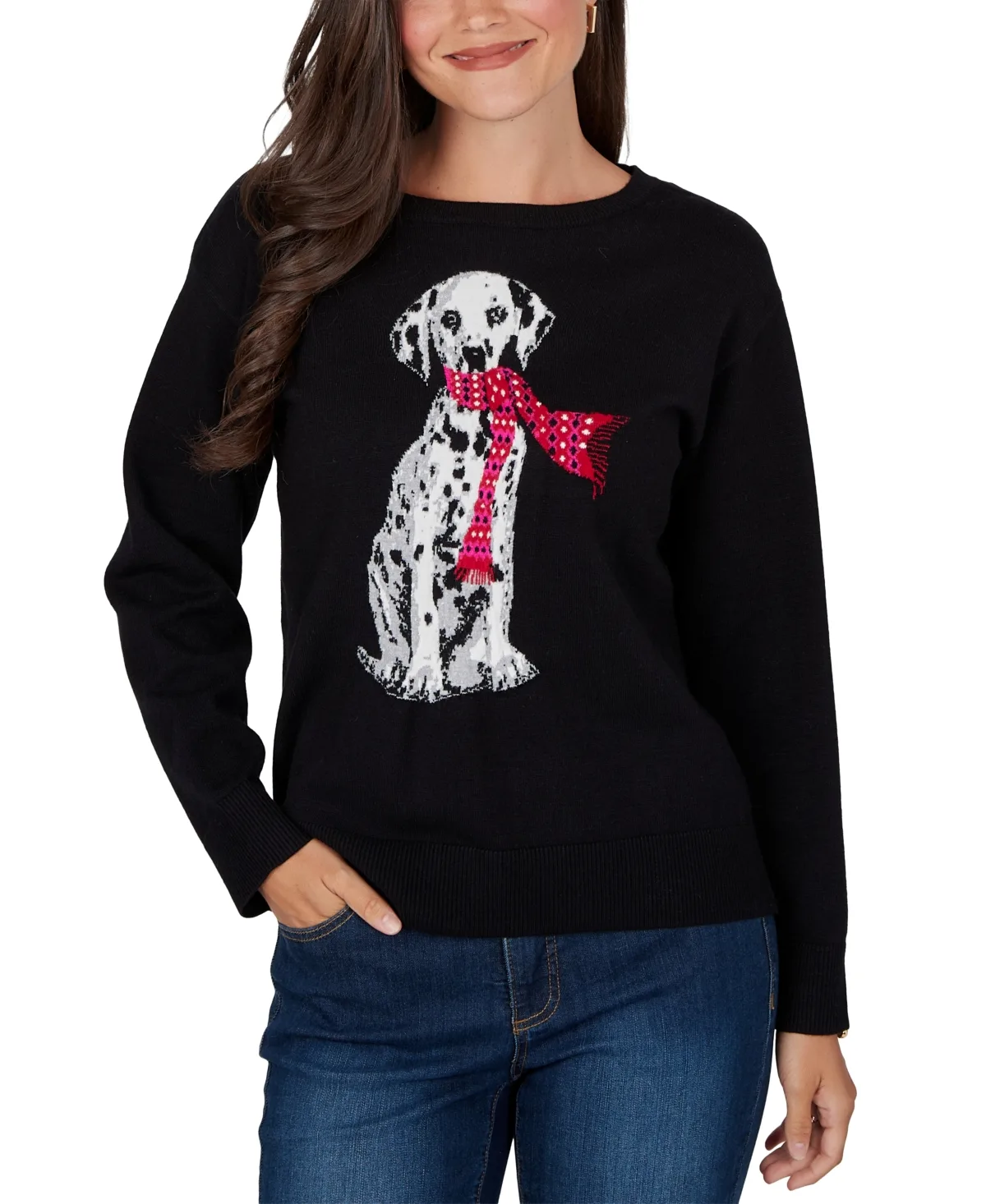 Dalmatian Long-Sleeve Crewneck Sweater by Ruby Rd
