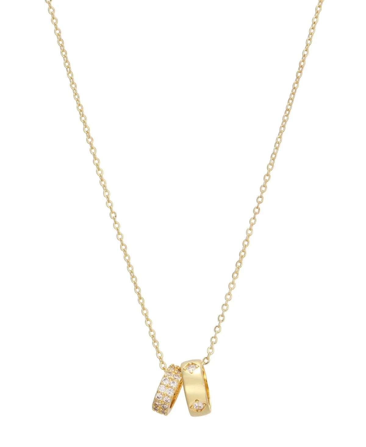 Cubic Zirconia Gold Double Ring Necklace by Adornia