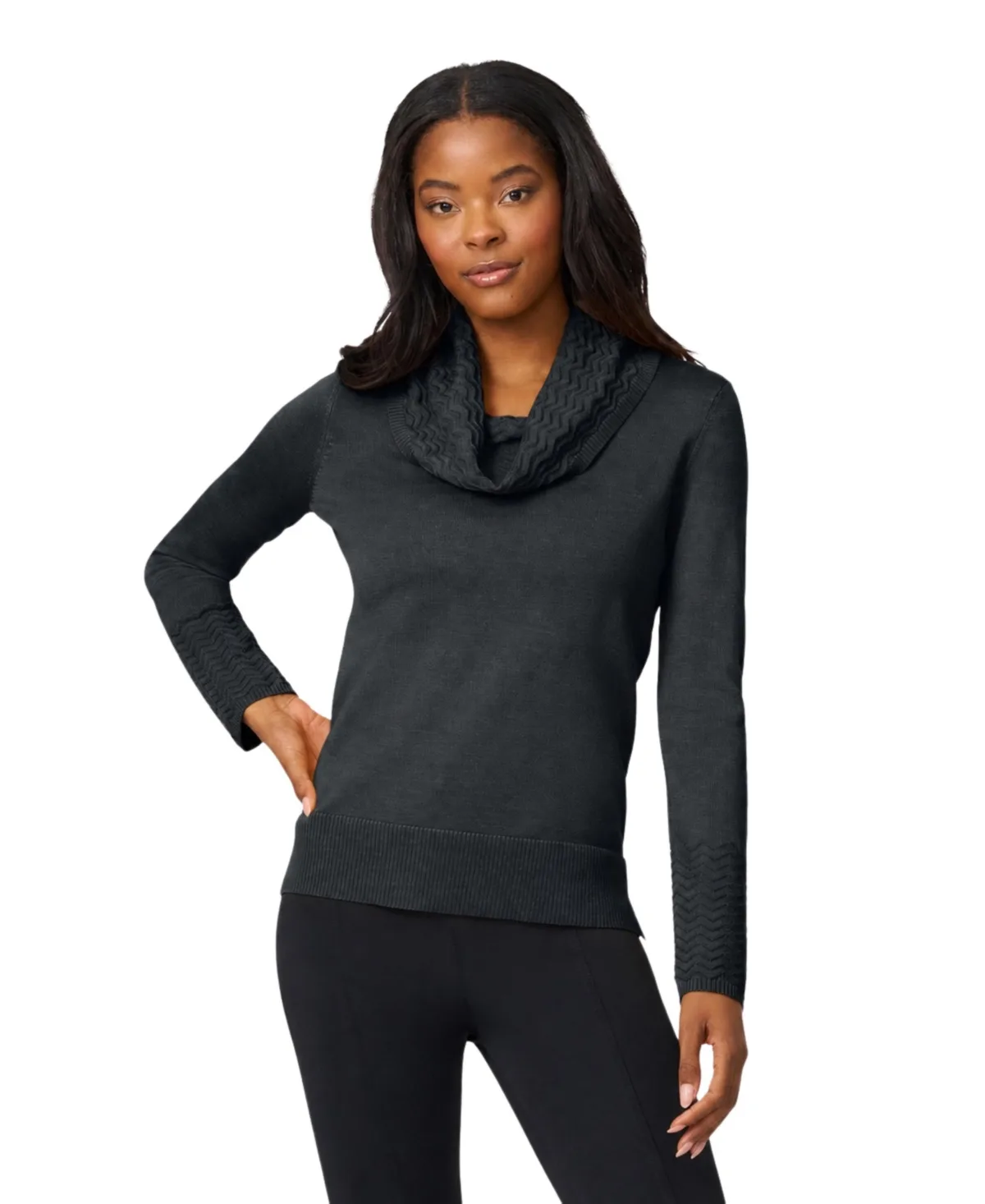 Chevron-Trimmed Cowl-Neck Sweater by PAIGE