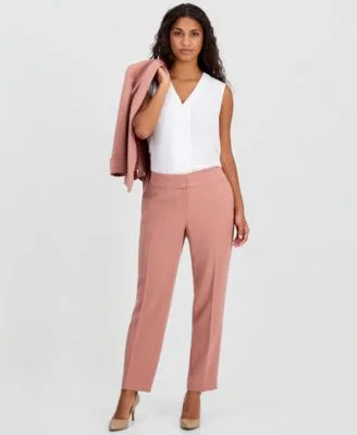 Shawl Collar Open Front Jacket Mid Rise Straight Leg Pants by Kasper