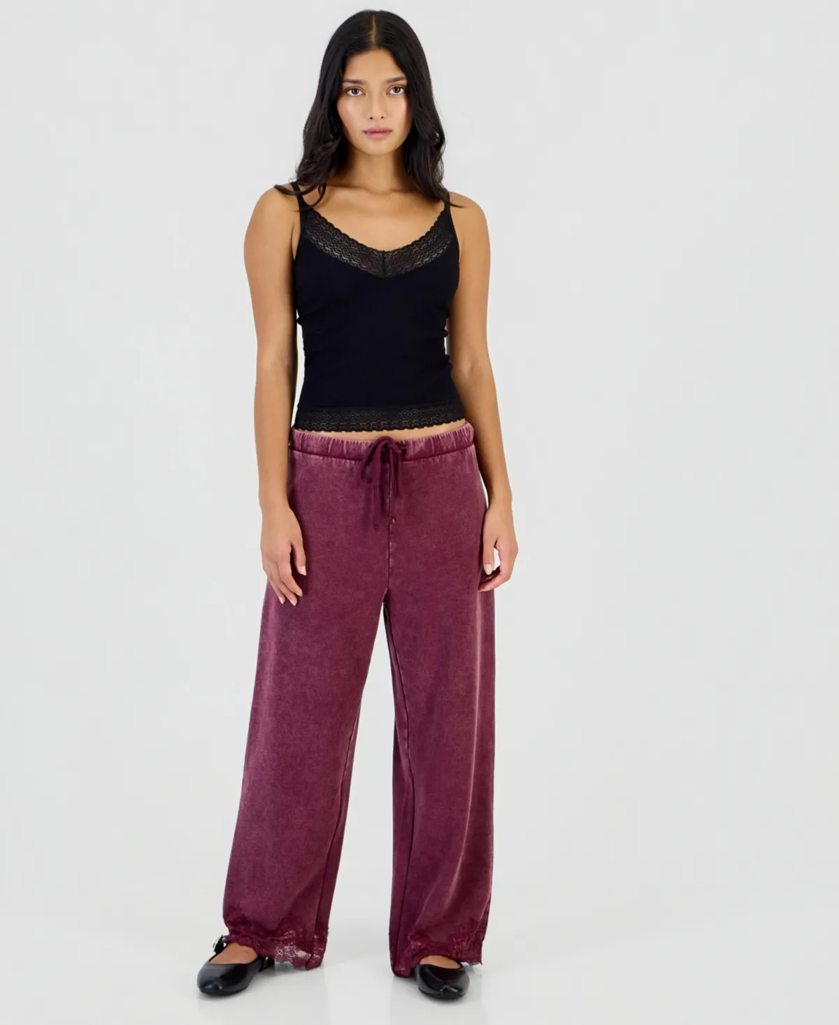 Lace-Trim Wide-Leg Fleece Lounge Pants by And Now This