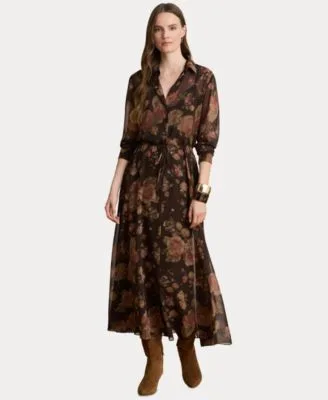 Lauren Ralph Lauren Floral Print Chiffon Shirtdress by Ralph Lauren