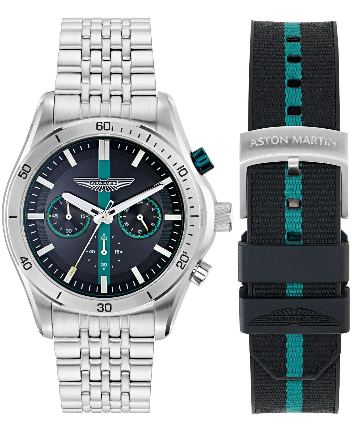 Aston Martin Quartz Three Hand Stainless Steel Bracelet Watch 45mm by Aston Martin