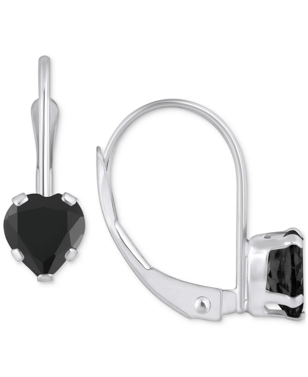 Onyx Heart-Shaped Solitaire Leverback Earrings in 10k Gold