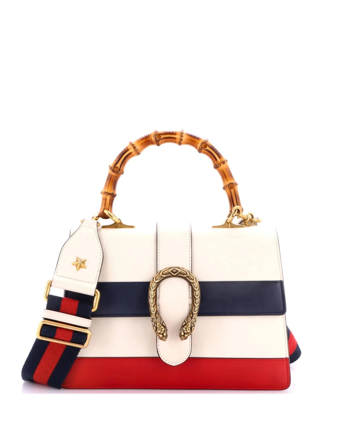 Pre-Owned Gucci Medium Dionysus Bamboo Top Handle Bag Colorblock Leather