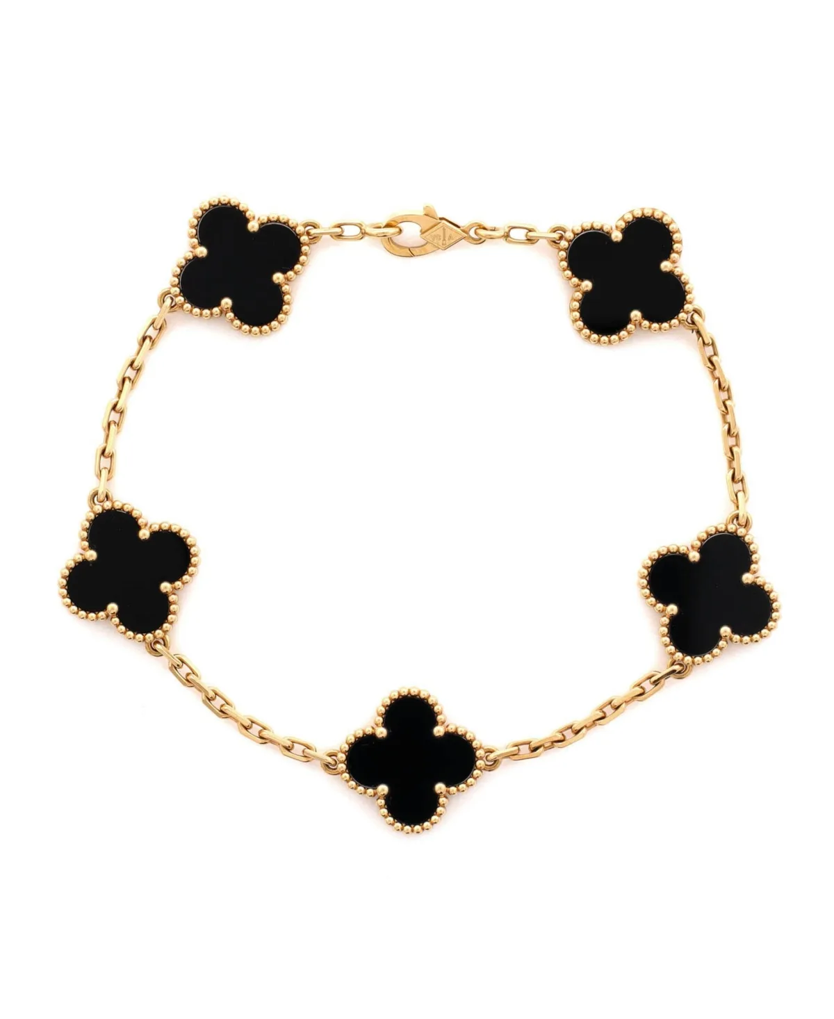 Pre-Owned Van Cleef & Arpels Onyx Bracelet in 18K Yellow Gold by Pre Owned Van Cleef & Arpels