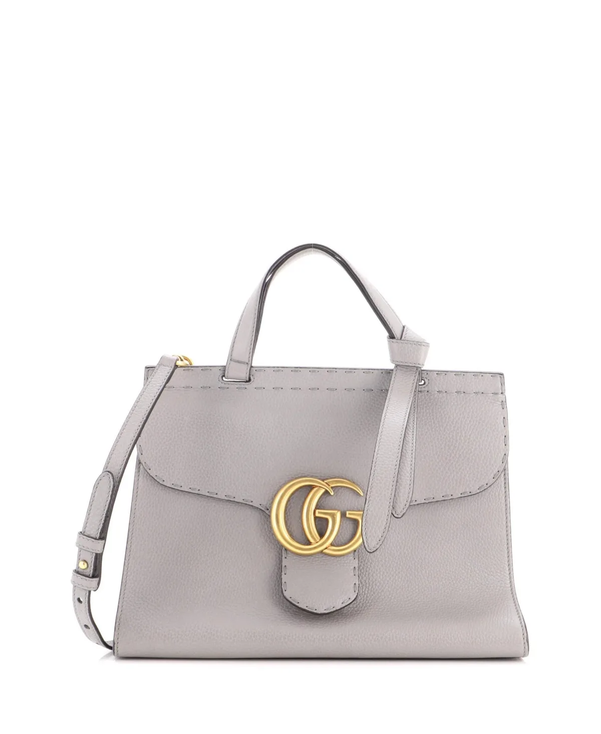 Pre-Owned Gucci Small Gg Marmont Top Handle Bag Leather