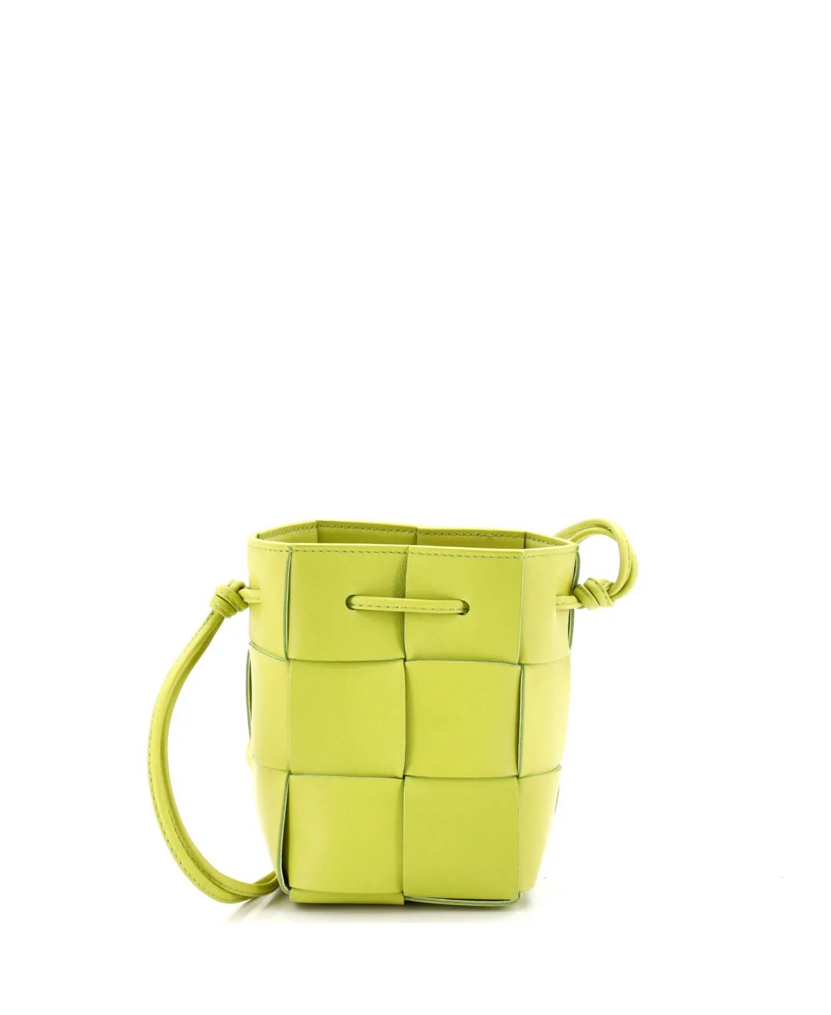 Pre-Owned Bottega Veneta Mini Cassette Bucket Bag Maxi Intrecciato Leather