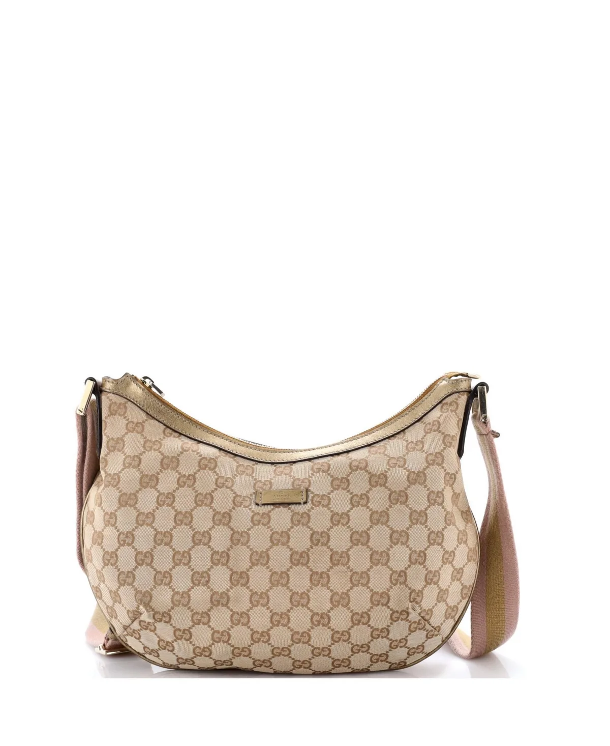 Pre-Owned Medium Saddle Zip Messenger Bag GG Canvas with Leather by Gucci
