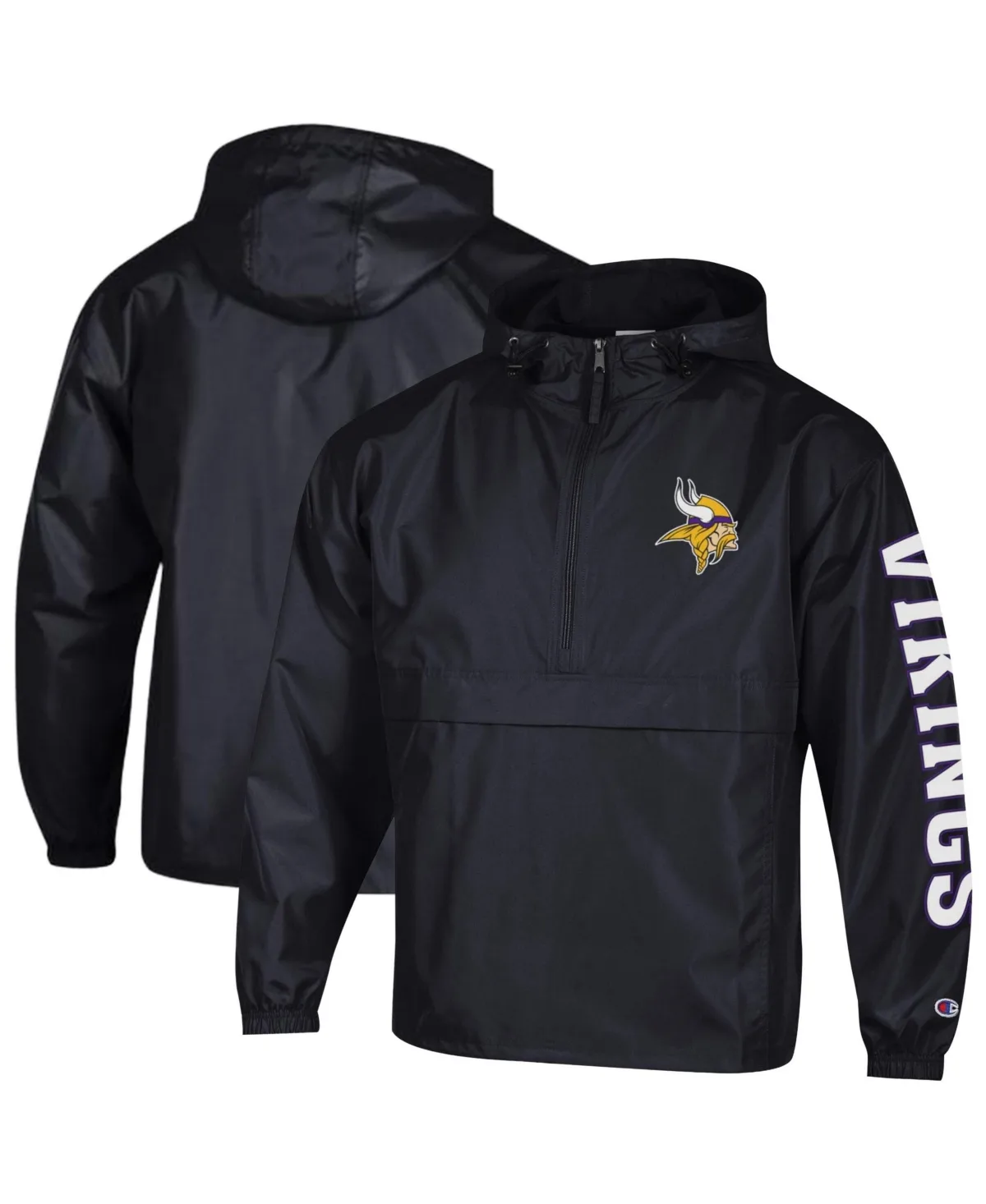 Minnesota Vikings Packable Hooded Windbreaker Half-Zip Jacket by Champion