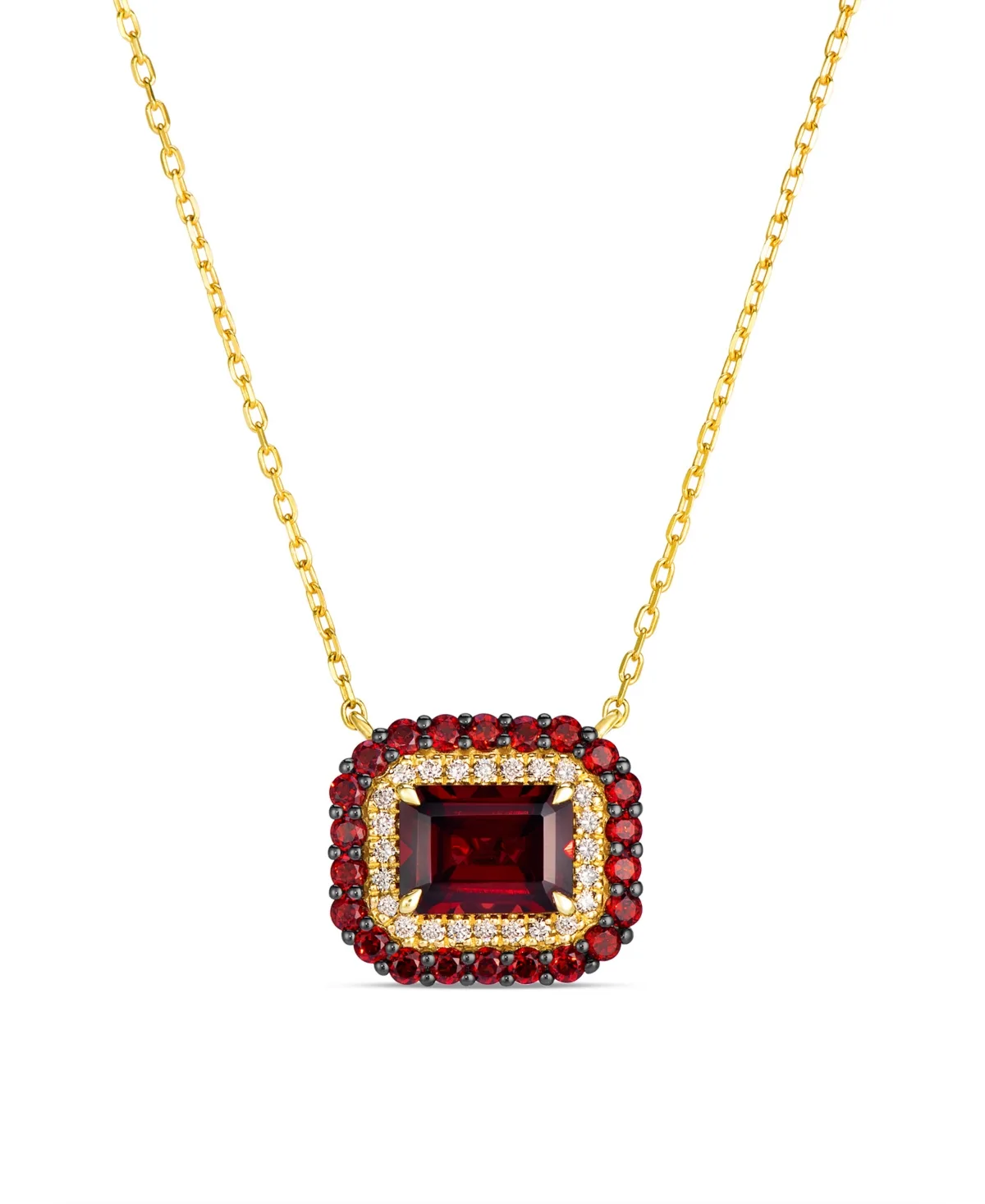 Honey Gold Diamond and Garnet Pendant Necklace (diamond 1/6 ct. t.w., Garnet 2-1/2 ct. t.w.) in 14k Gold by Le Vian