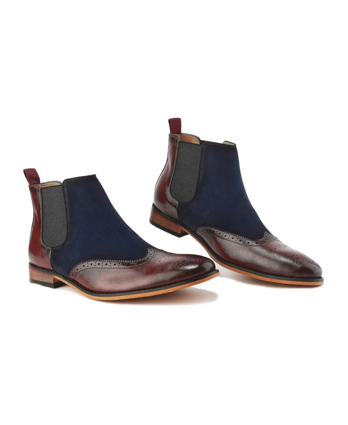 Wingtip Brogue Two-Tone Chelsea Boots by Gino Vitale