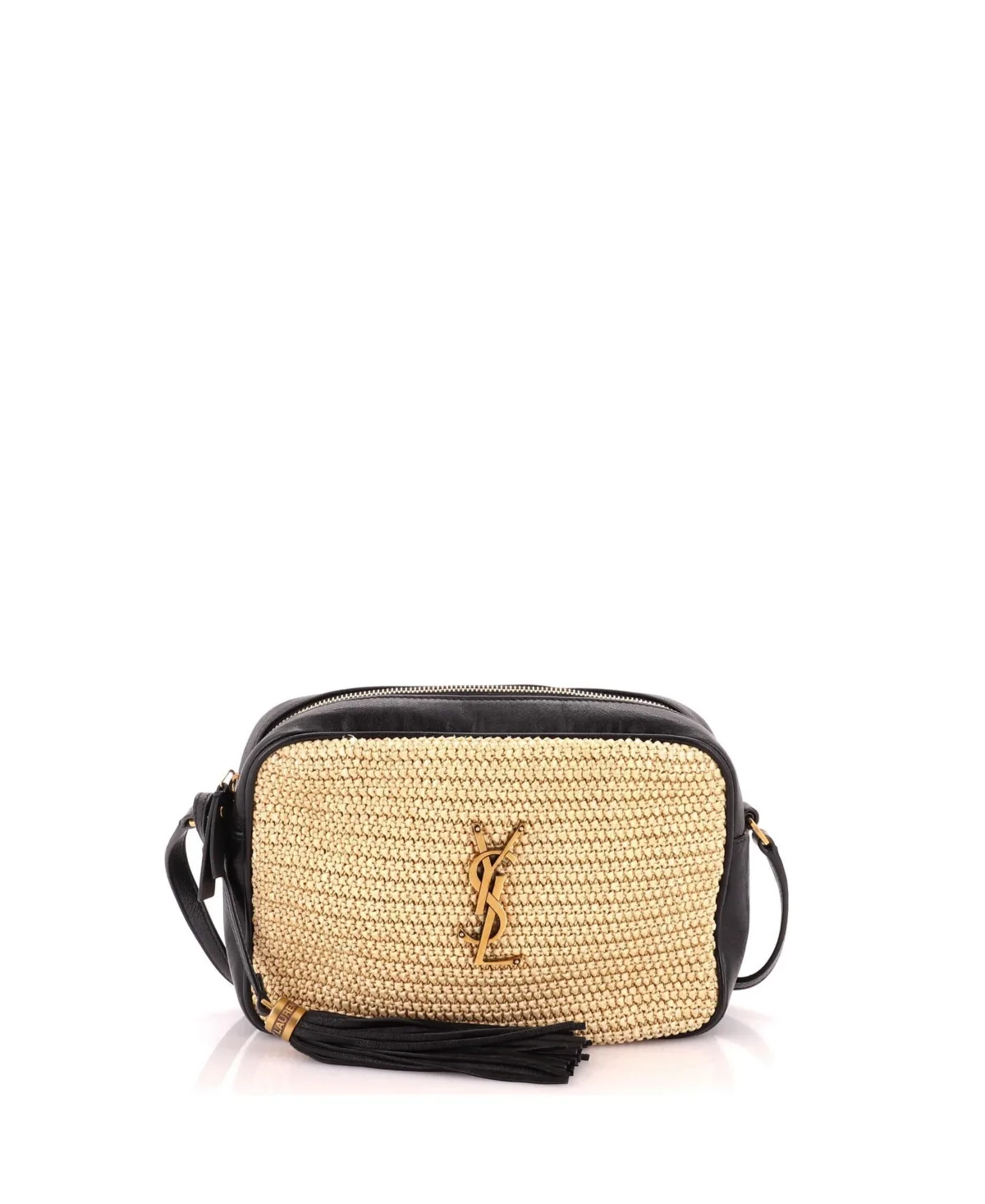 Pre-Owned Small Lou Camera Bag Woven Raffia by Saint Laurent