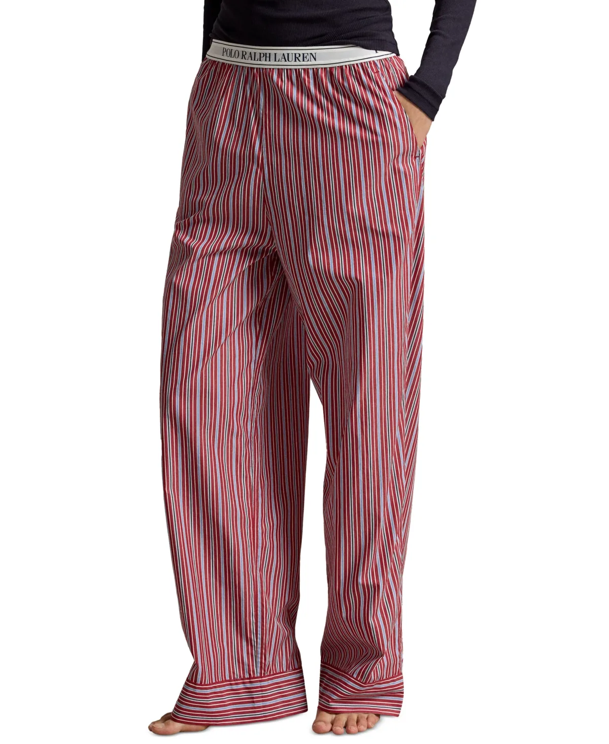 Logo Elastic Mid Rise Striped Sleep Pants