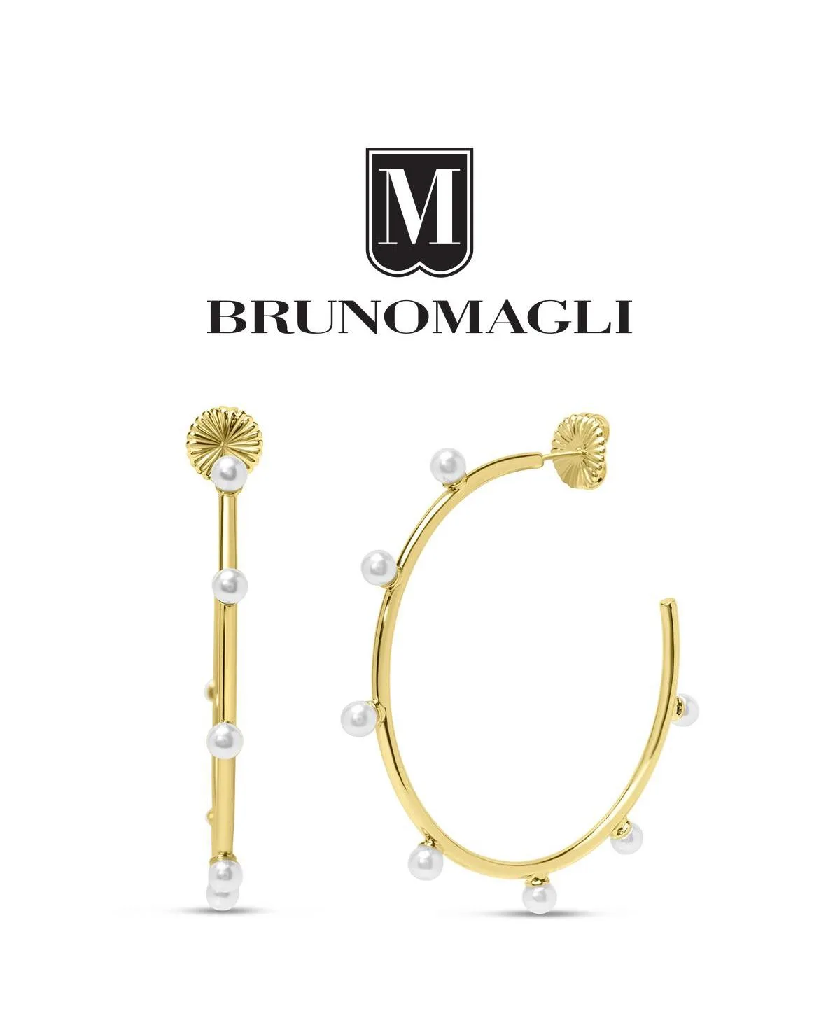 Faux Pearl Dangle Hoop Earrings by Bruno Magli