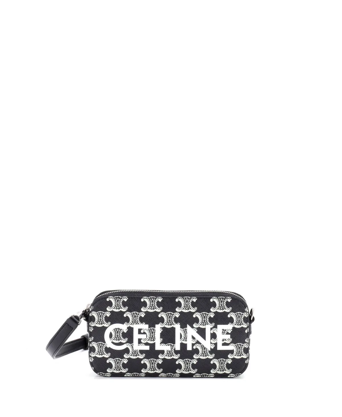 Pre-Owned Horizontal Pouch Crossbody Bag Logo Triomphe Coated Canvas by Celine