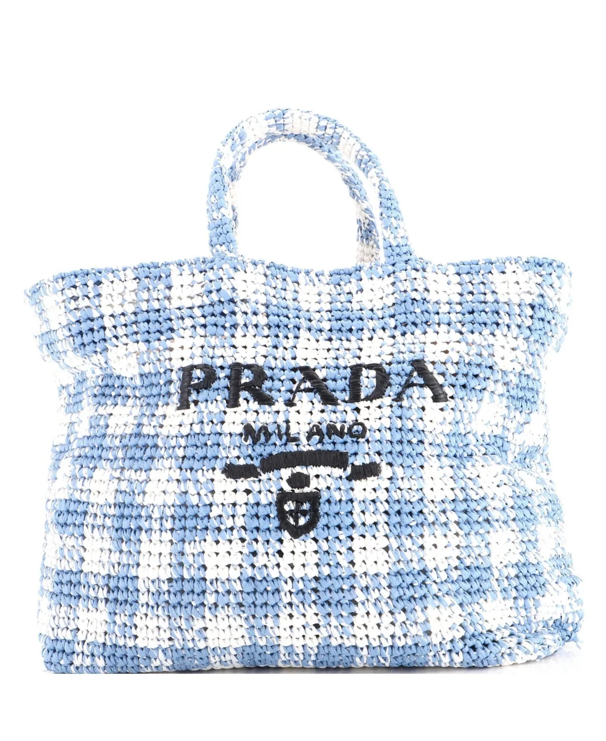 Pre-Owned Large Logo Tote Raffia by Prada