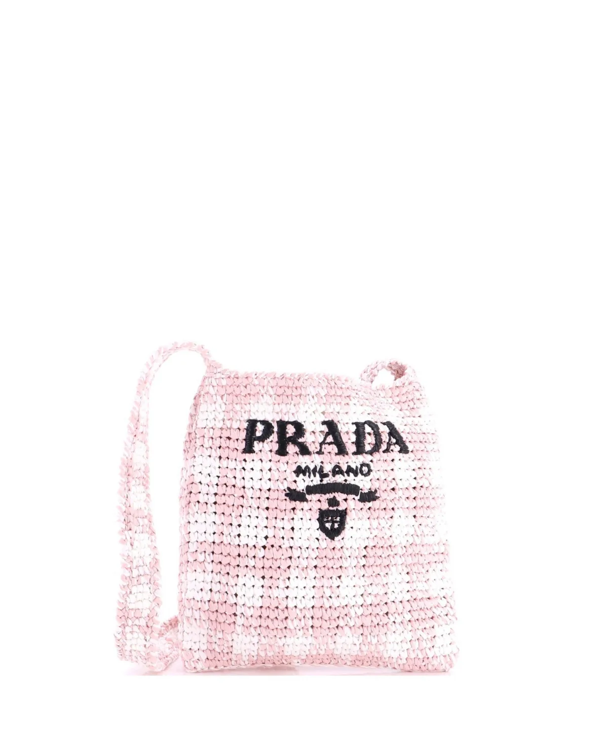 Pre-Owned Small Logo Messenger Bag Printed Raffia by Prada
