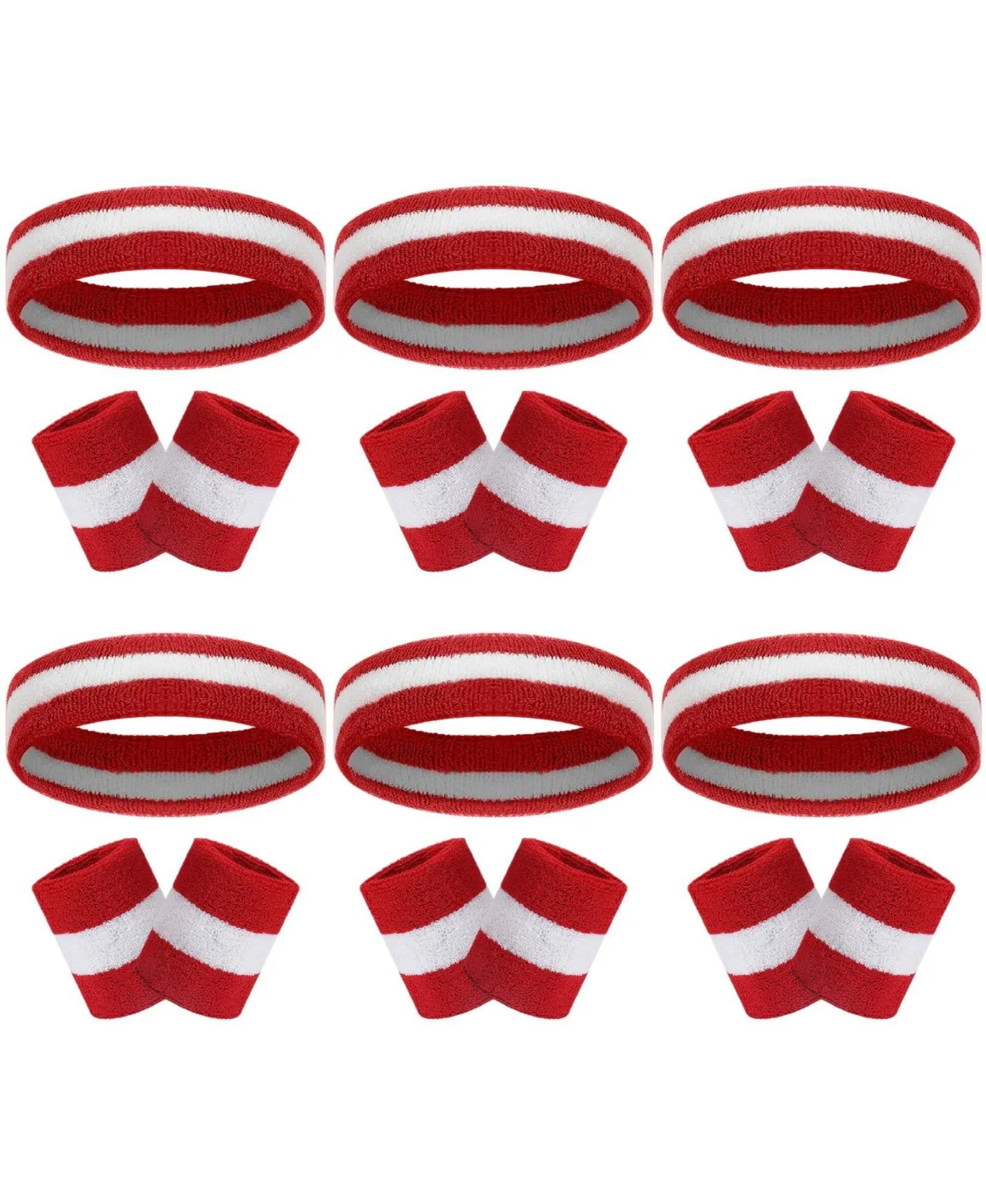 18 Bands Terry Cloth Sports Sweatbands Set Striped Neon Athletic Gym Gear by Furlihong