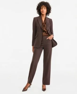 One Button Blazer Tie Neck Satin Blouse Flare Leg Pants by Tahari