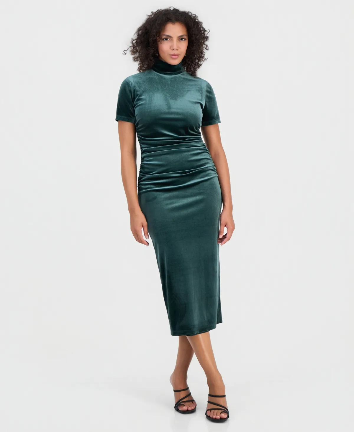 Mock Neck Velvet Midi Dress by Bar III