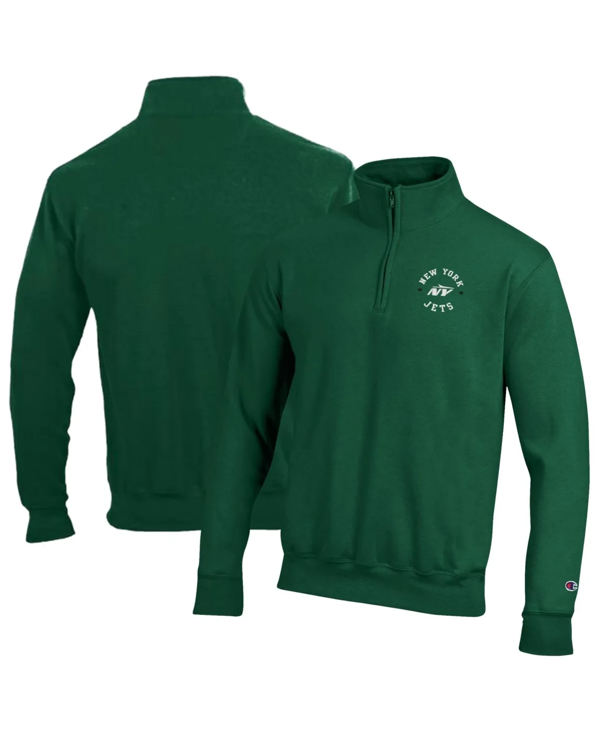 New York Jets Powerblend Quarter-Zip Mock-Neck Pullover Sweatshirt by Champion