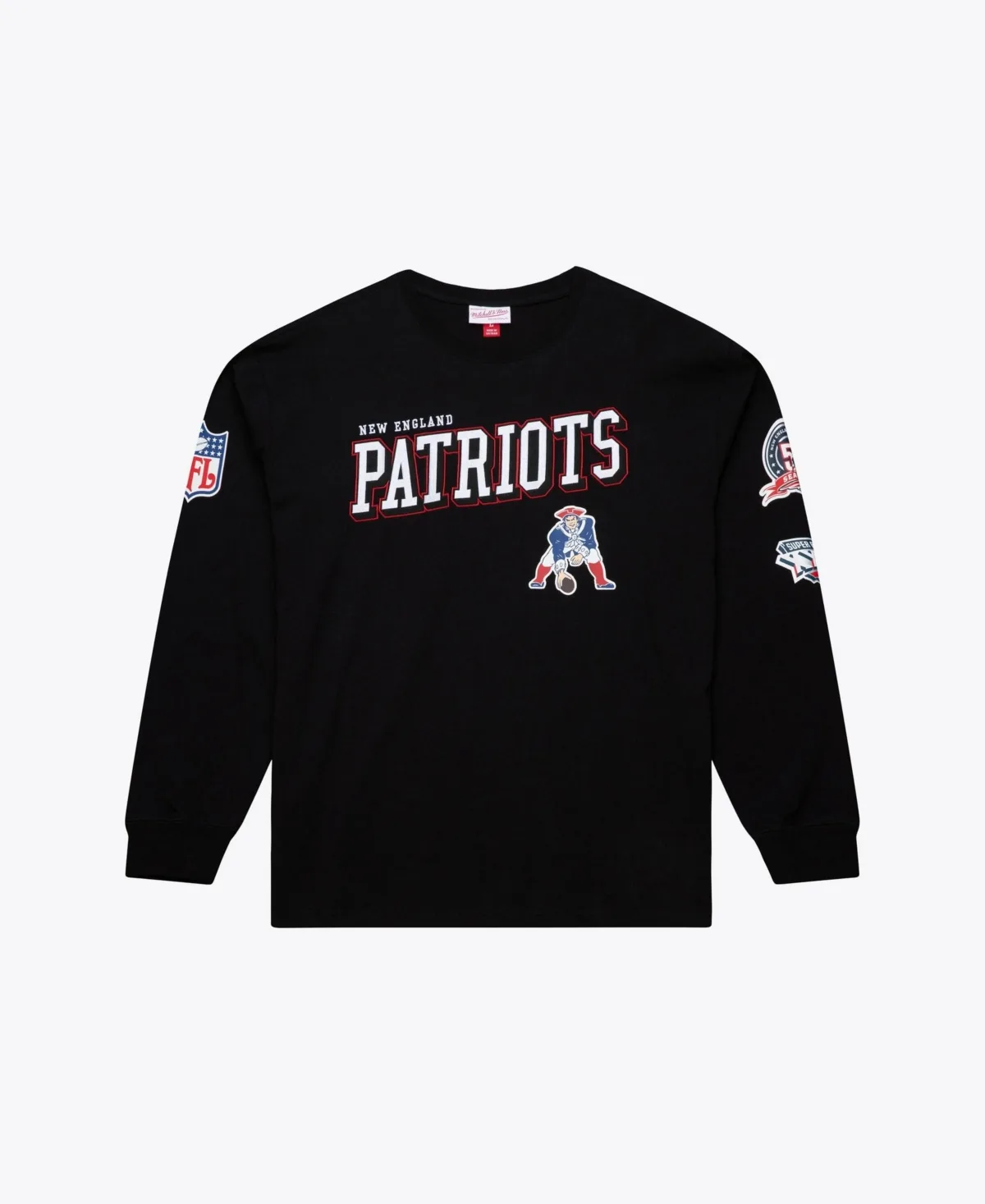 New England Patriots Long-Sleeve Screen-Print T-Shirt by Mitchell & Ness