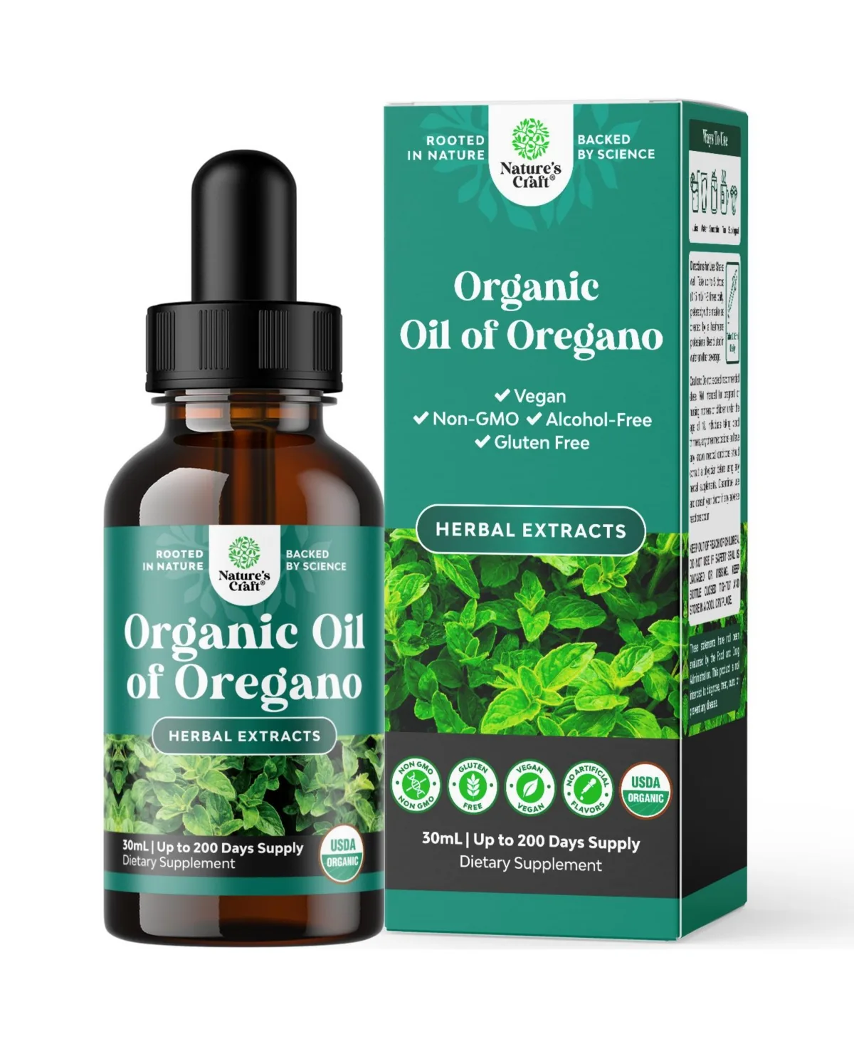 Liquid Oil of Oregano Drops - Concentrated Herbal Extract with 60% Carvacrol and Thymol Supplement - 1 Fl oz by Natures Craft