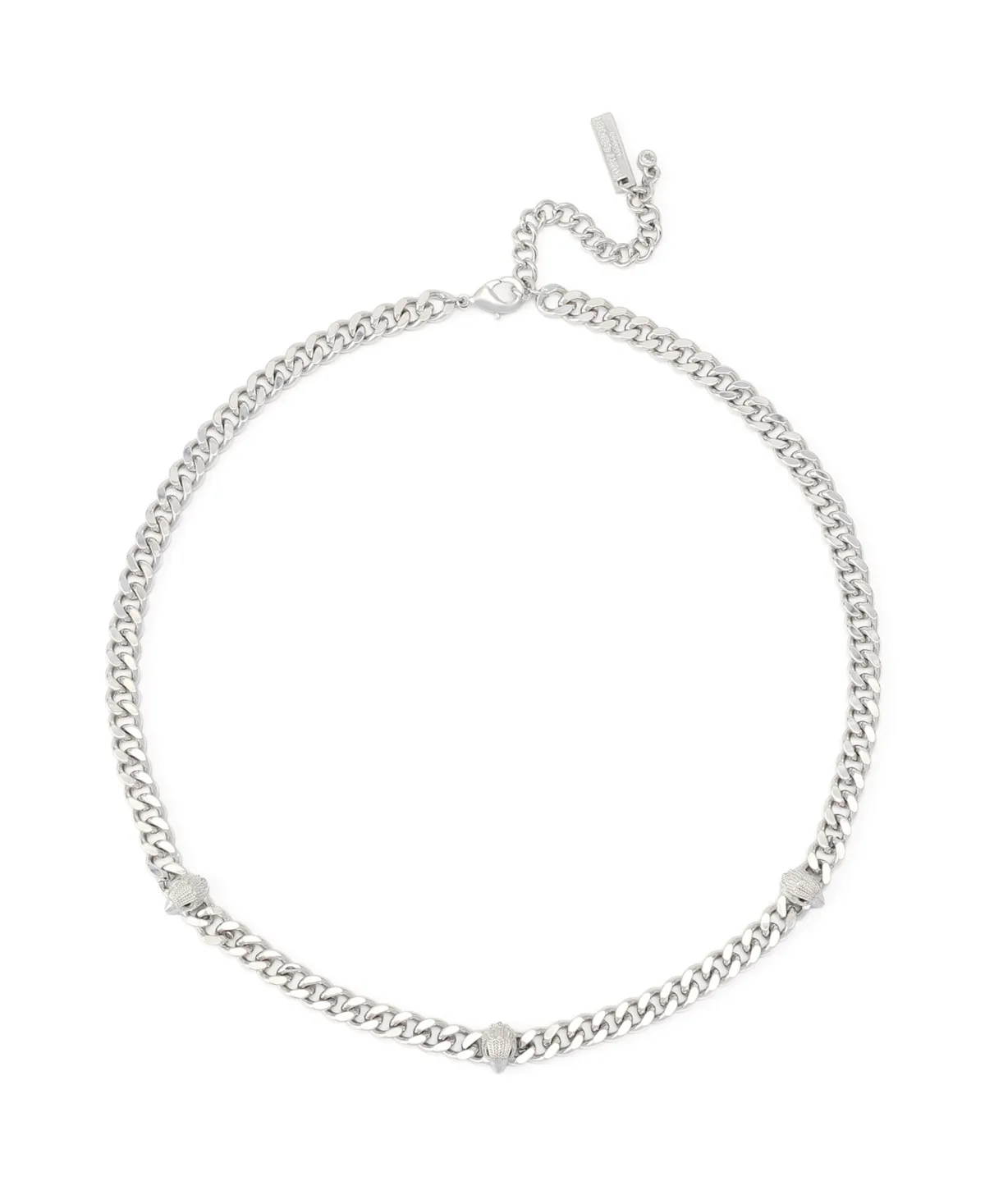 Robert Lee Morris Soho Silver-Tone Glass Crystal Signature Eagle Head Curb Chain Adjustable Necklace by Kurt Geiger
