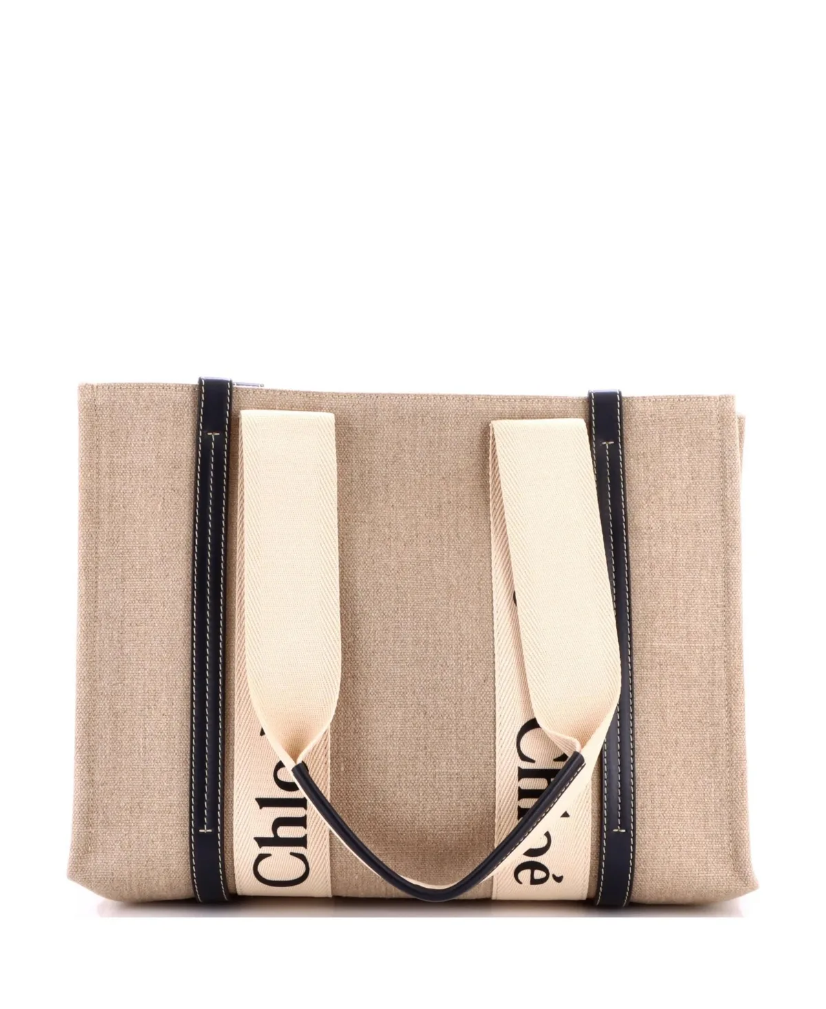 Pre-Owned Chloe Medium Woody Tote Canvas with Leather by Chloé