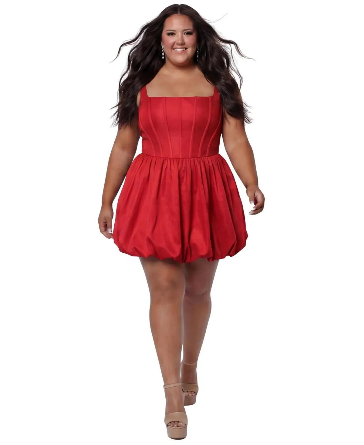 Reverie Bubble-Hem Square-Neck Sleeveless Dress by Sydneys Closet