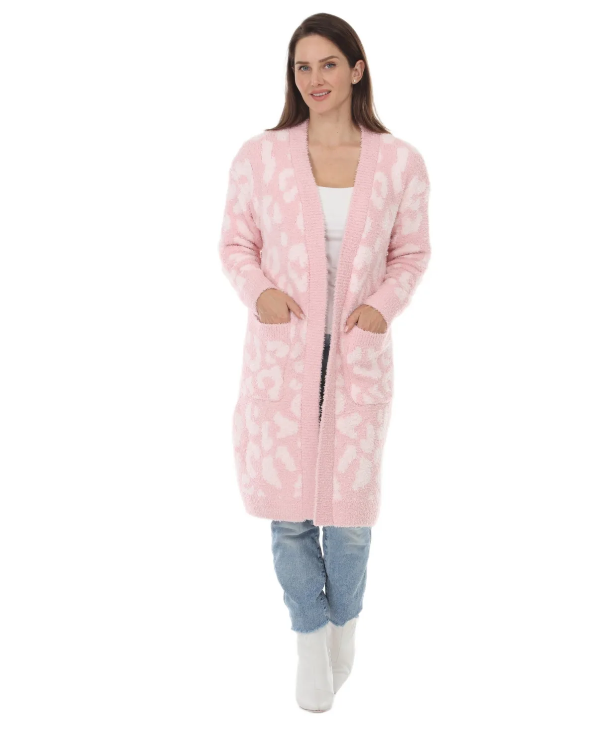 Leopard-Print Sherpa Open-Front Cardigan