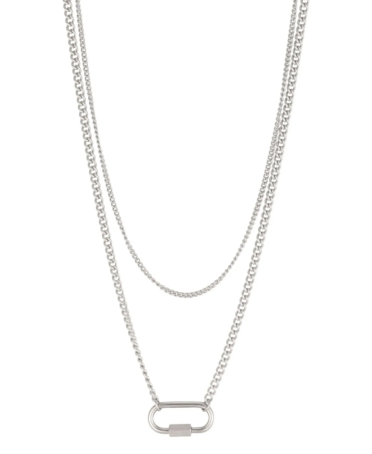 Silver-Tone Carabiner Layered Necklace by Adornia