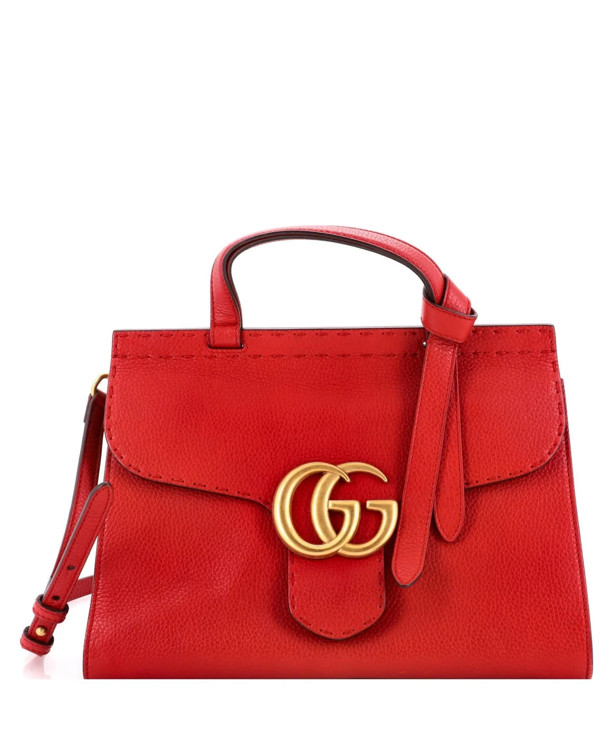 Pre-Owned Small Gg Marmont Top Handle Bag Leather