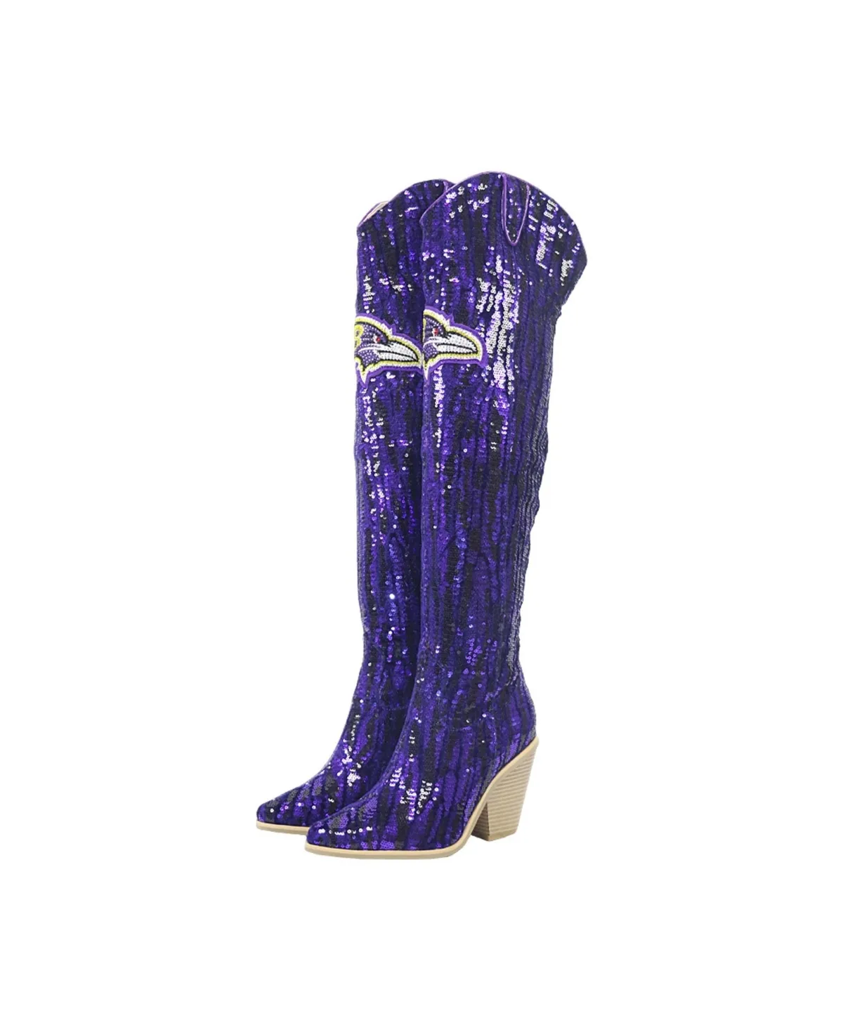 Over-the-Knee Sequin Western Pointed-Toe Boots by Fabgating by Cuce