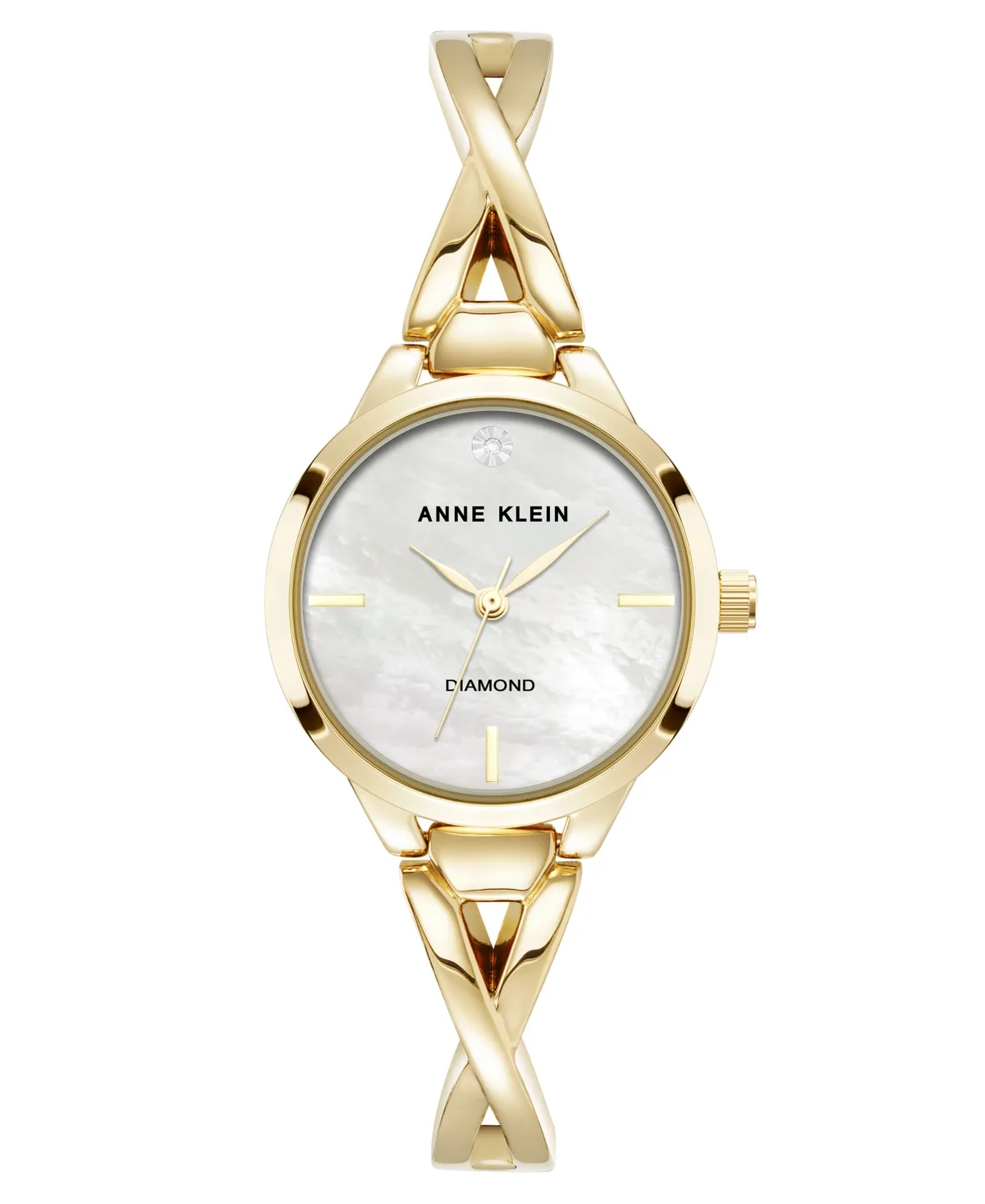 Quartz Round Gold-Tone Alloy Metal Bangle Watch 28mm by Anne Klein