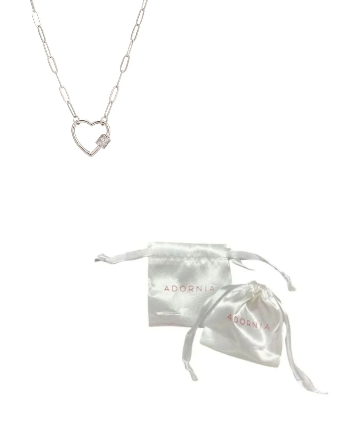 Silver-Tone Cubic Zirconia Heart Chain Necklace by Adornia