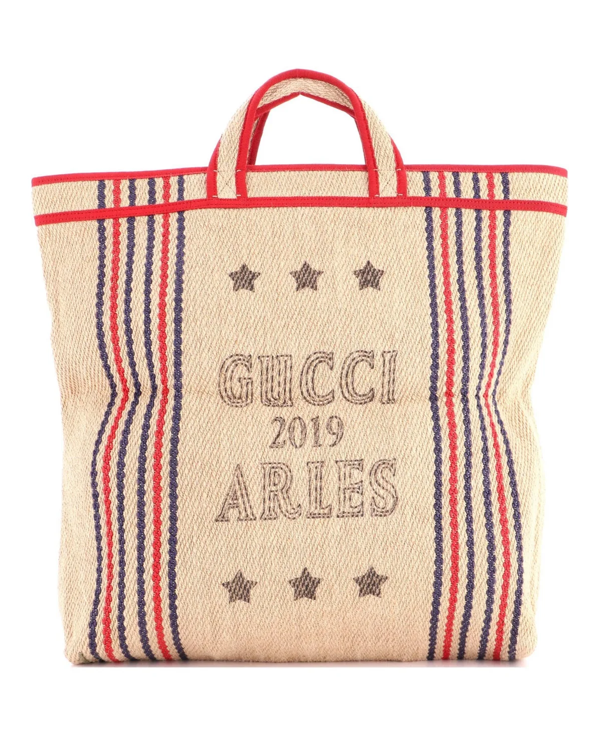 Pre-Owned Gucci Disney Three Little Pigs Open Tote Raffia with Applique by Gucci