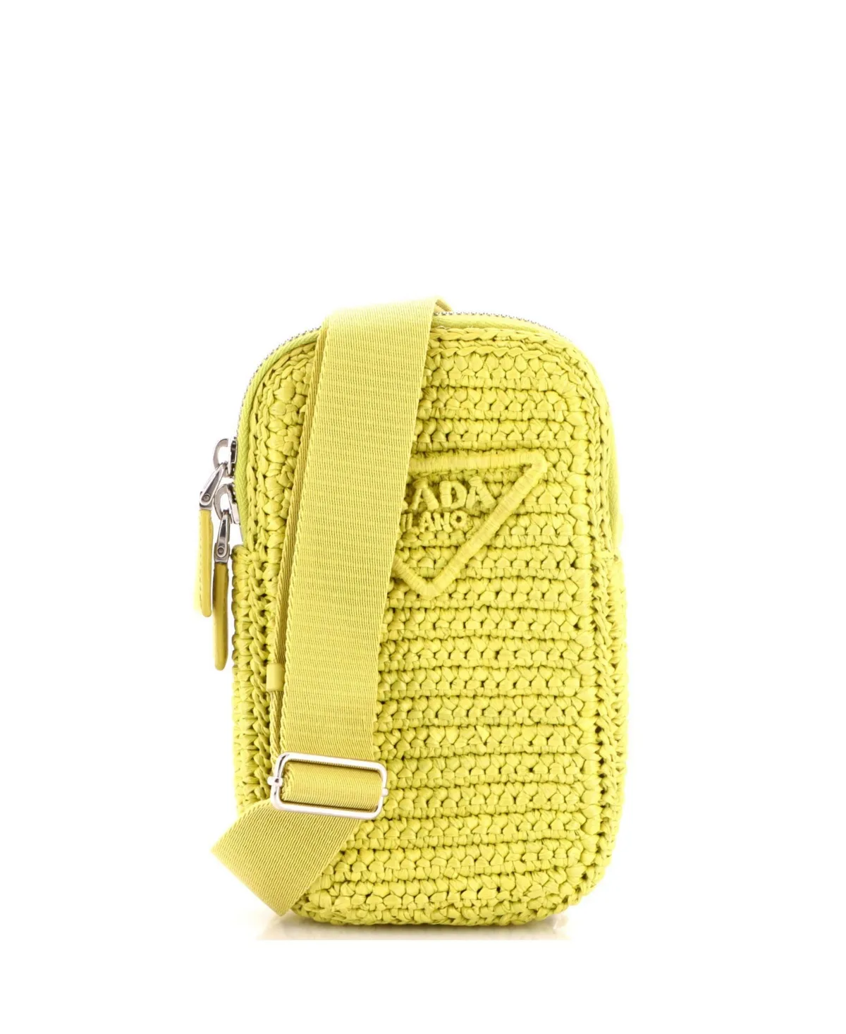 Pre-Owned Prada Zip Phone Holder Crossbody Bag Raffia by Prada