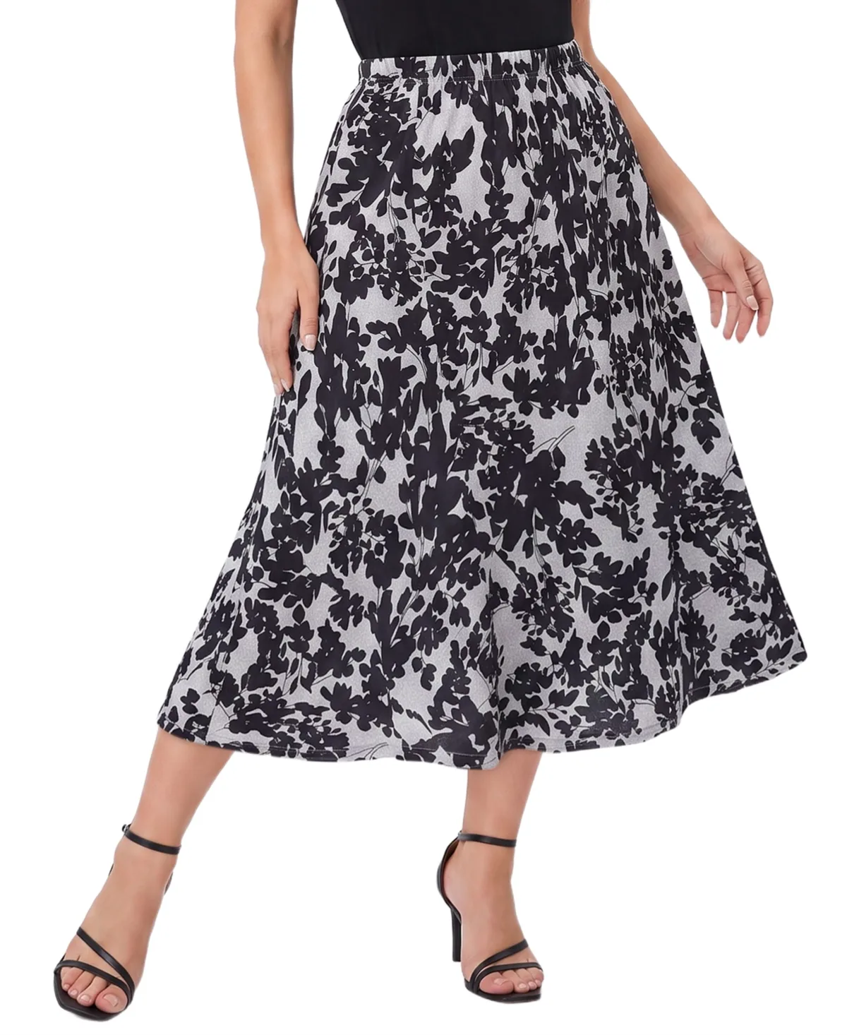 High-Waisted A-Line Midi Skirt