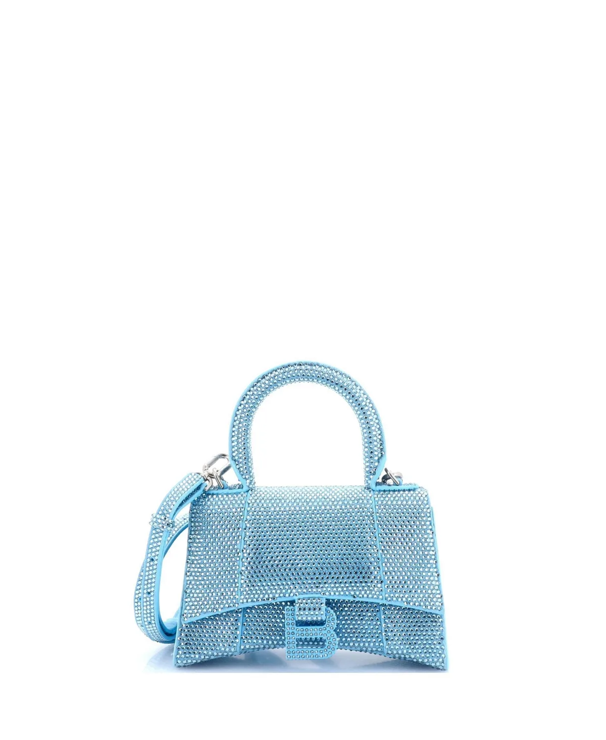 Pre-Owned Balenciaga Hourglass Top Handle Faux Suede Crystal Shoulder Bag by Balenciaga