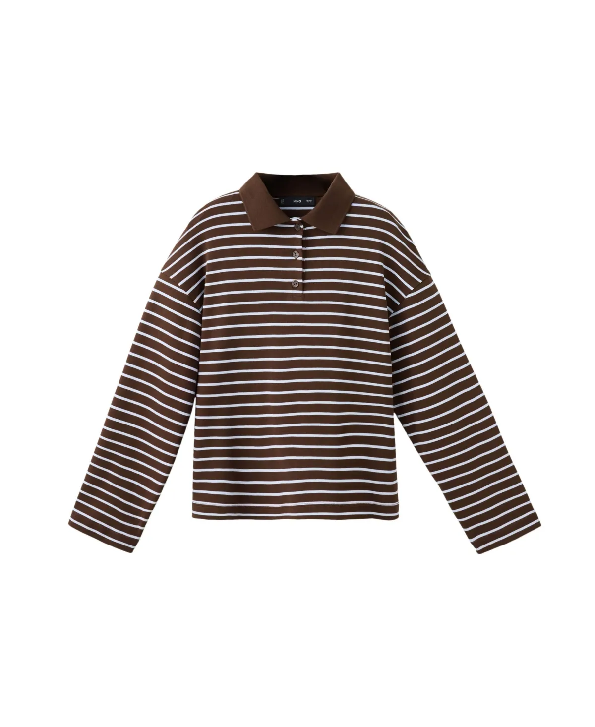 Contrasting Stripes Long-Sleeve Cotton Striped Polo Shirt by Mango